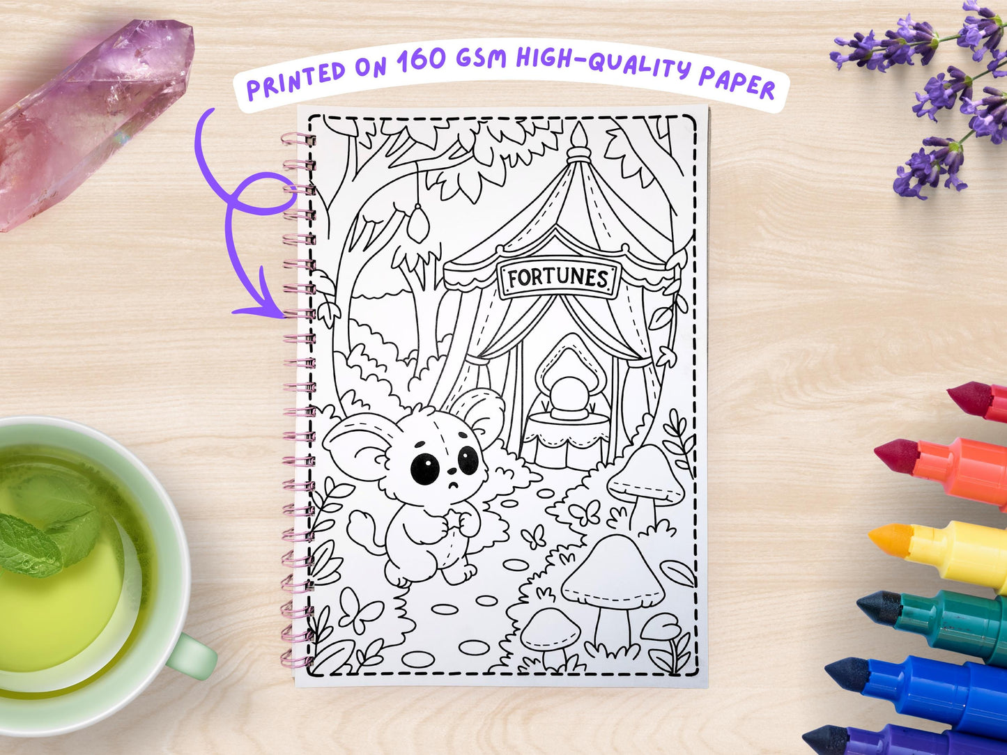 Cryptid Cuties Forest Fair A4 Coloring Book: Pastel Spooky Adventure Pages