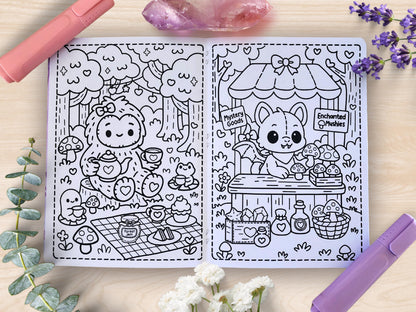 Cryptid Cuties Mini Coloring Book A5 Handmade Pastel Spooky Kawaii