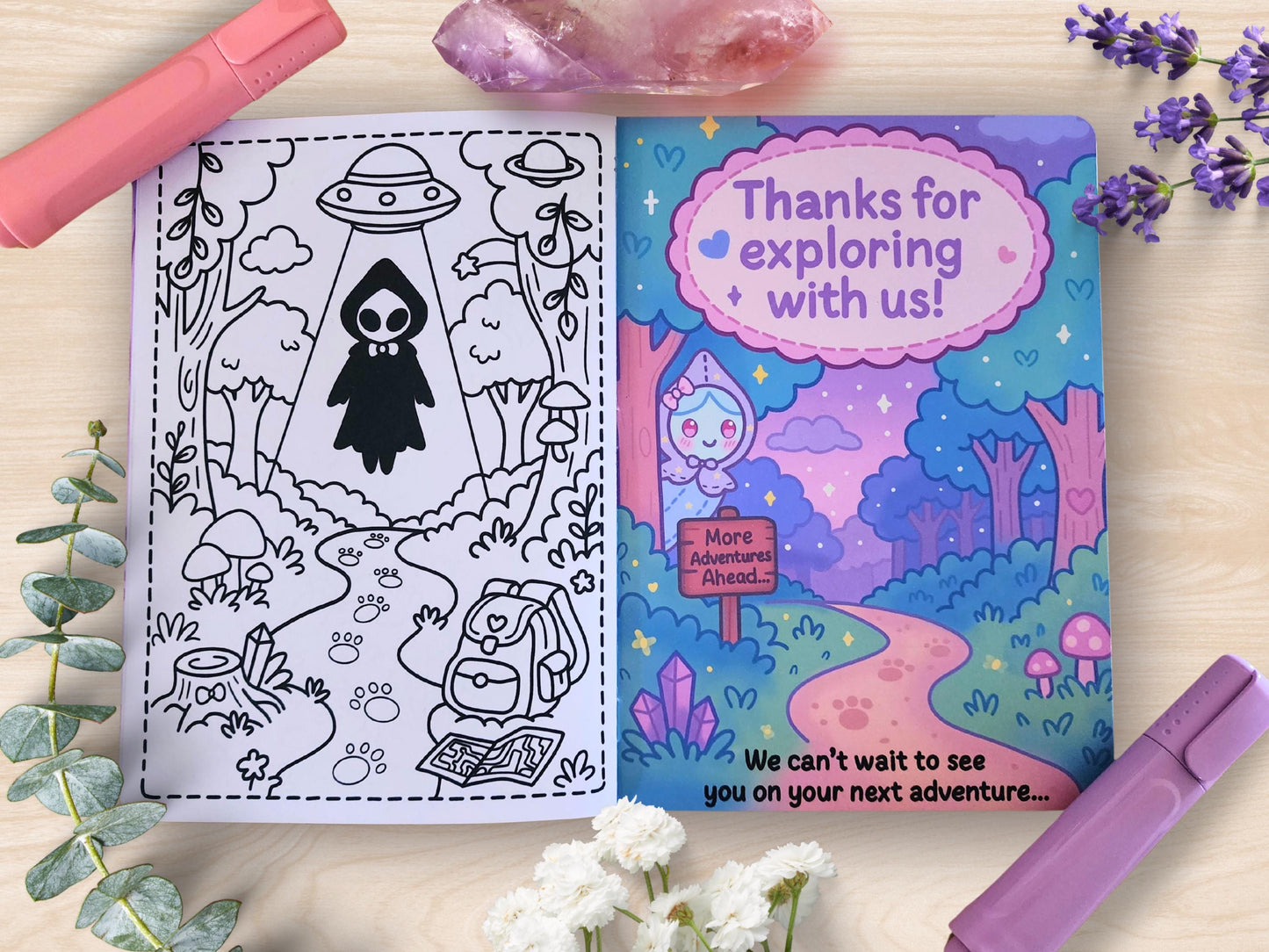 Cryptid Cuties Mini Coloring Book A5 Handmade Pastel Spooky Kawaii