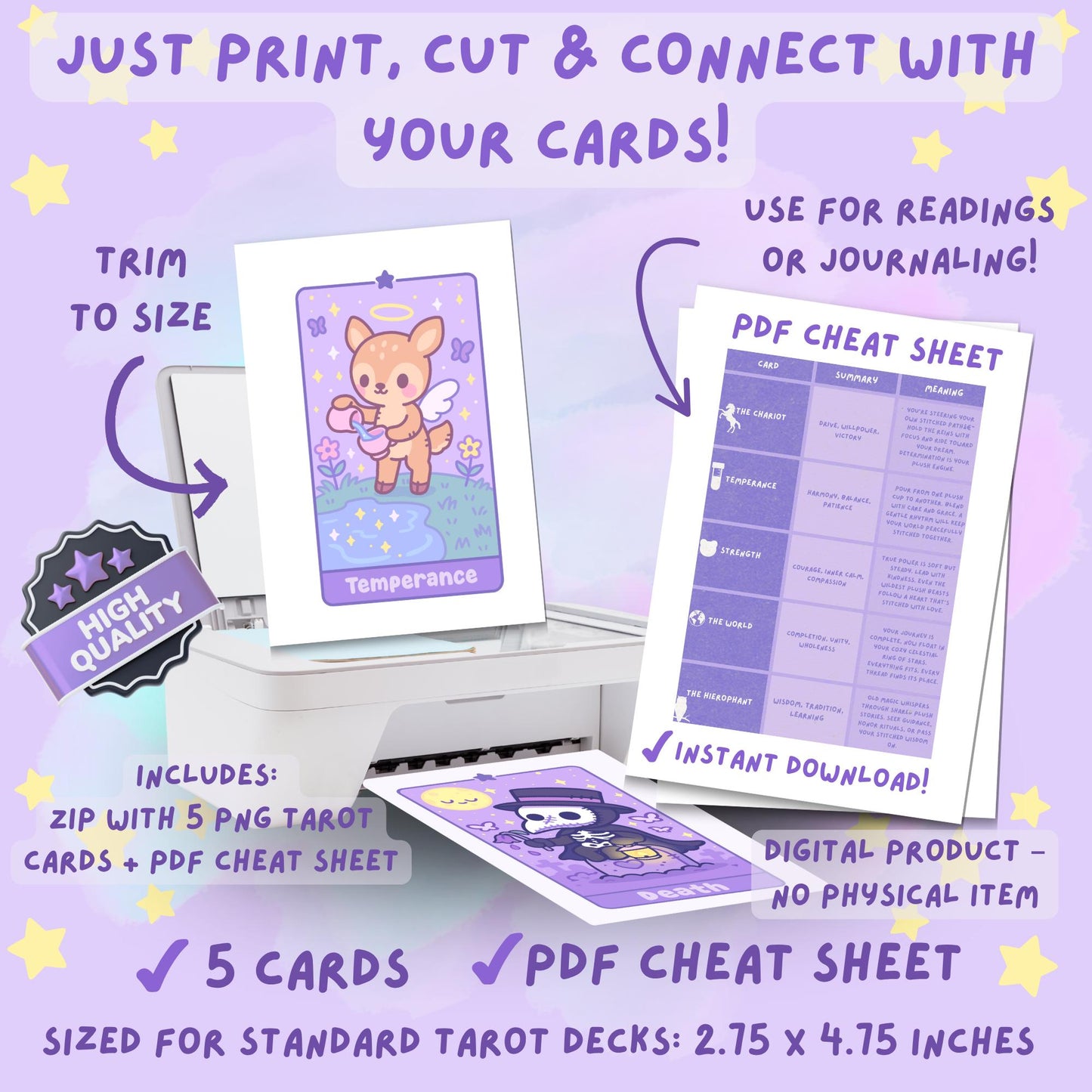 Pastel Kawaii Tarot Expansion Pack 2 - Plush Cards Digital Download